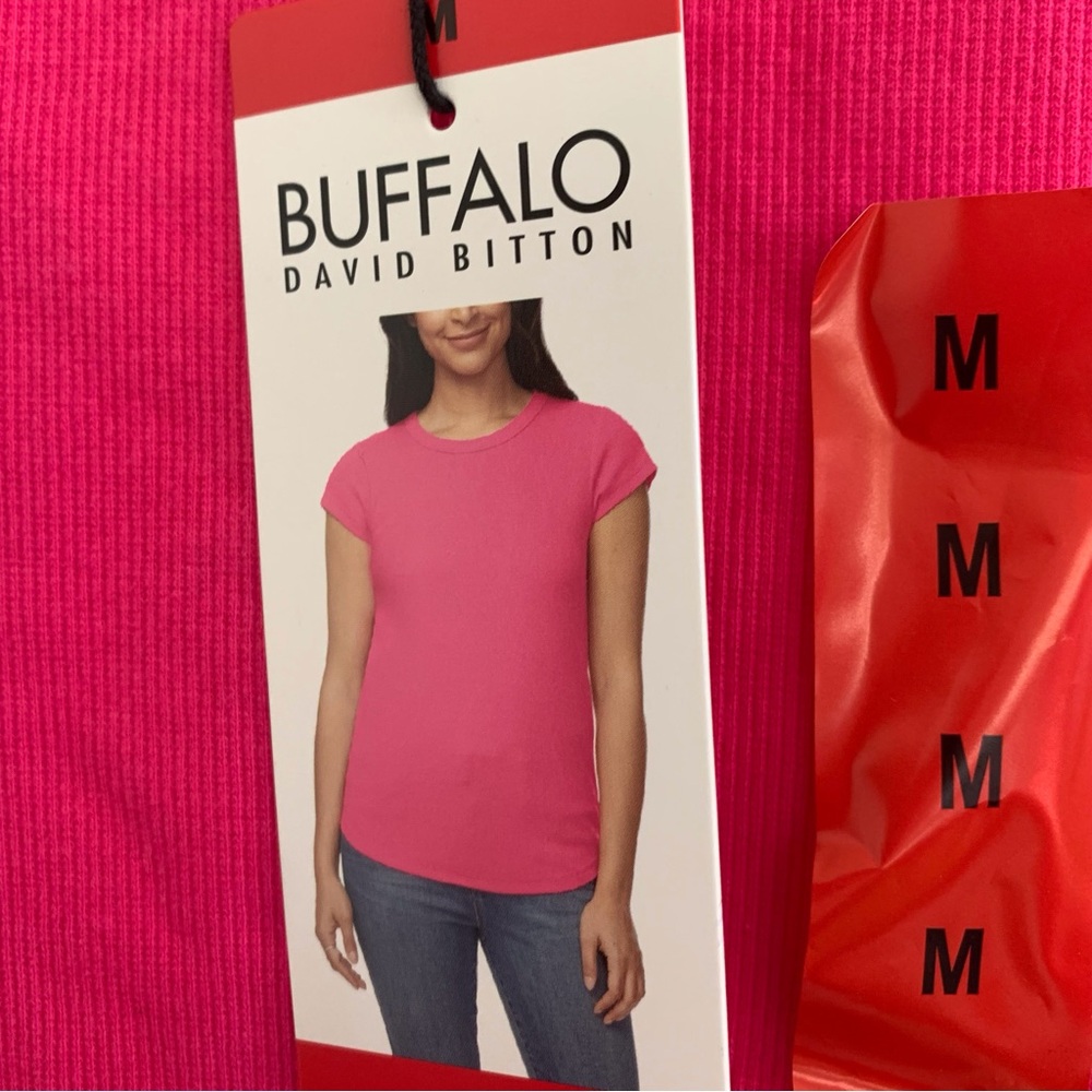 Buffalo David Bitton Short Sleeve Tee NWT Hot Pink Size M - Picture 4 of 7